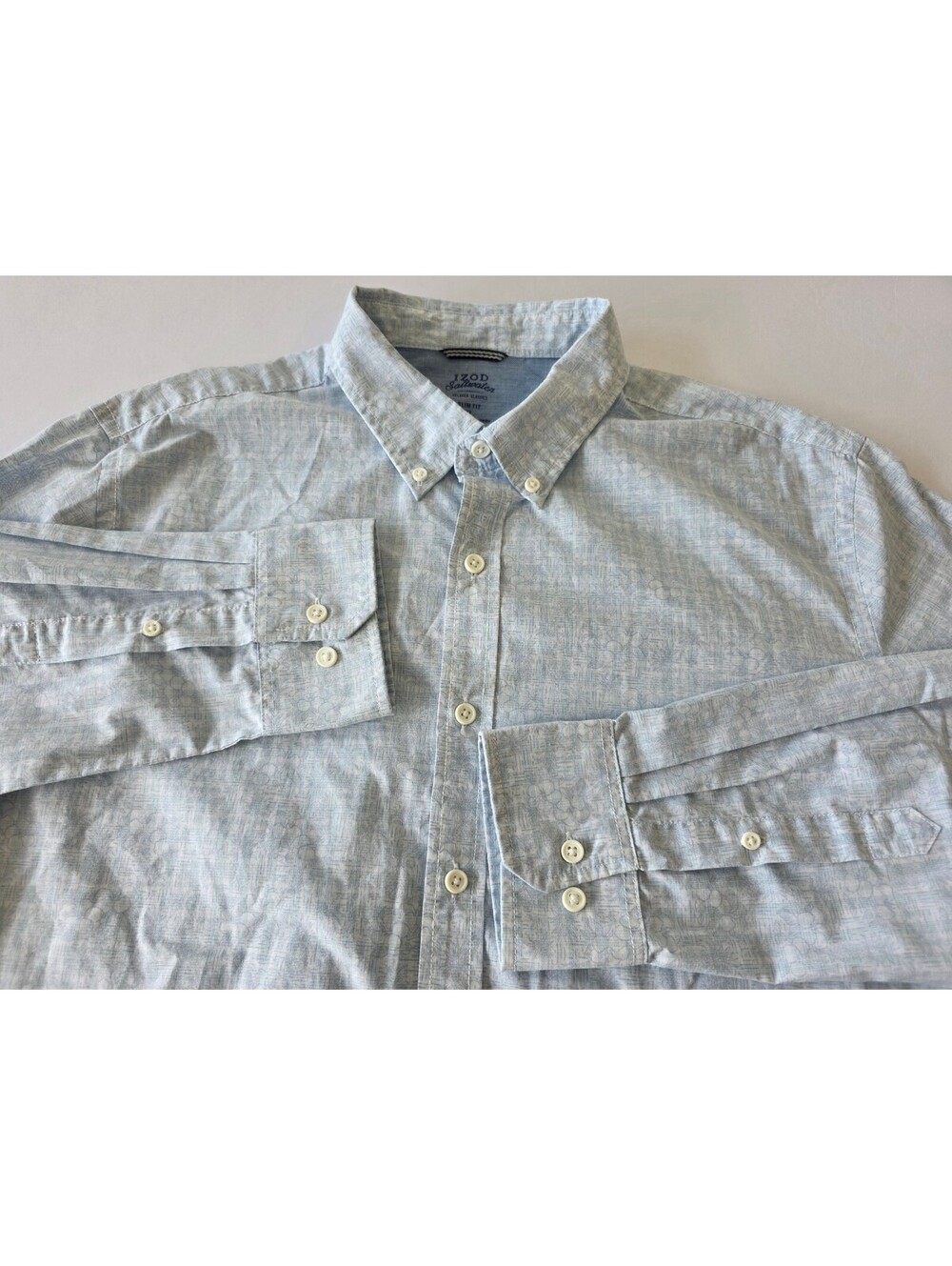 IZOD Saltwater Slim Fit XL Light Blue Button-Down Shirt